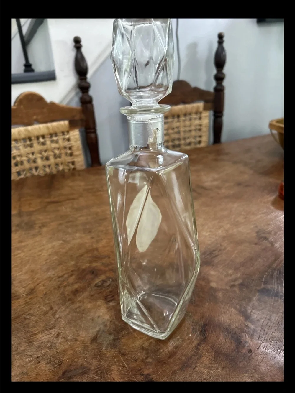 Vintage Seagram’s Seven 7 Crown Glass 8 Sided Decanter Bottle Empty 1960s 1970s